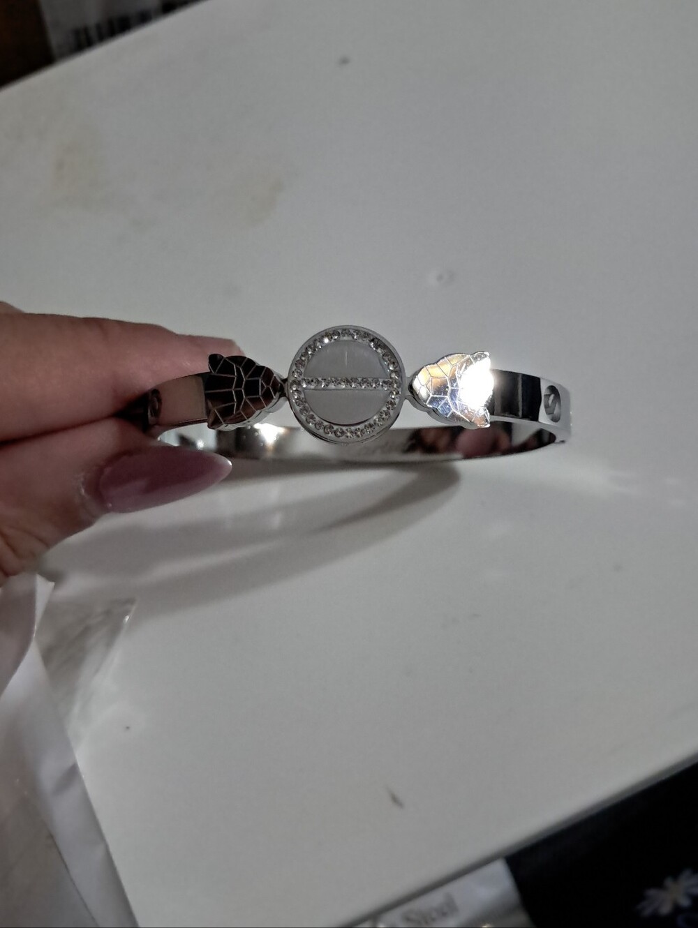 Silver  Circle Bangle Bracelet